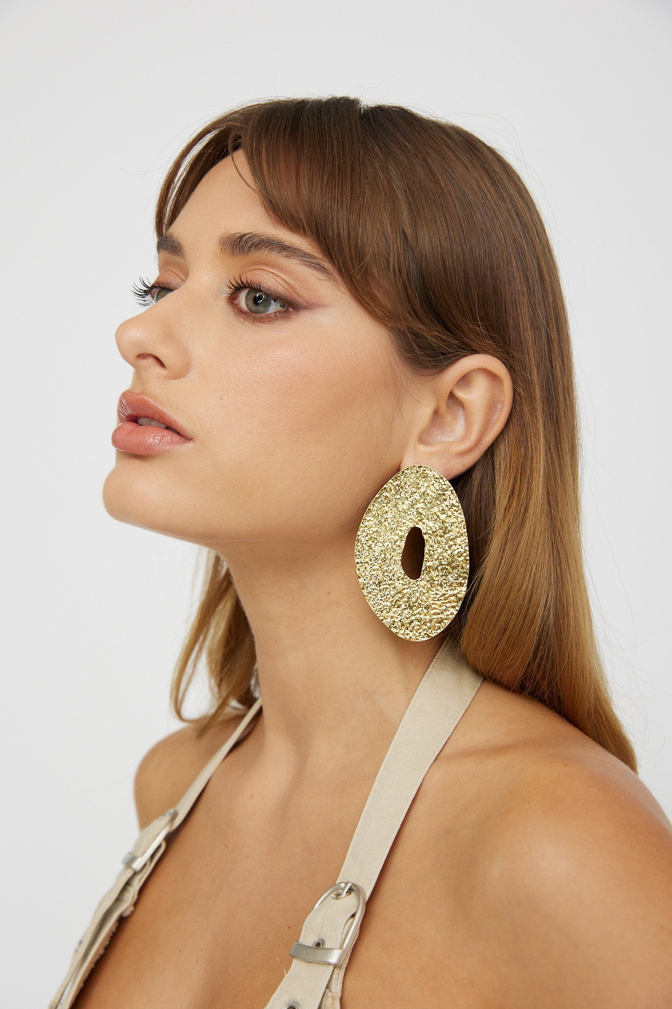 Boucles d'oreilles disc en relief Eldorado Doré