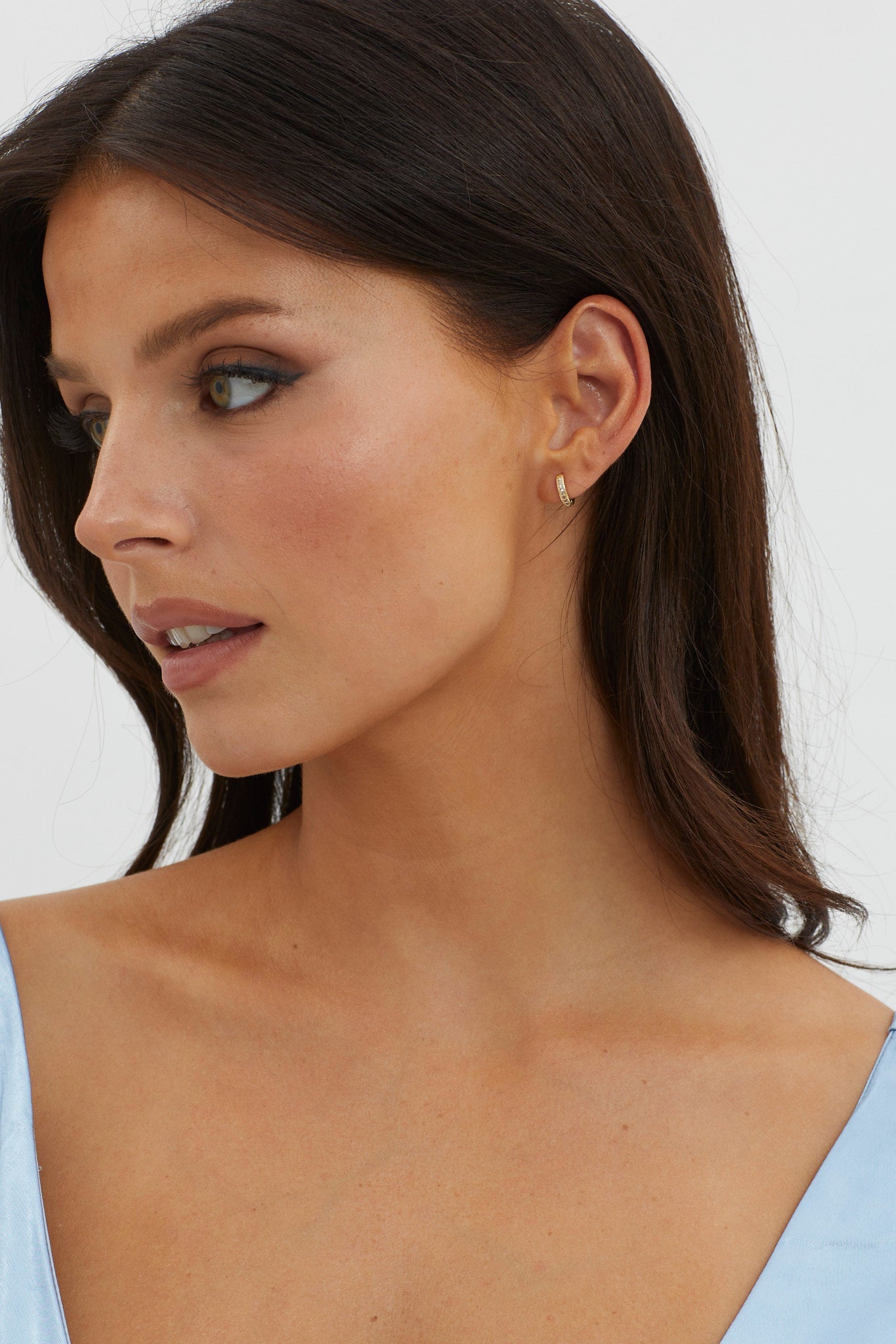 Boucles d'oreilles créoles en zircon pavé Zelda Or