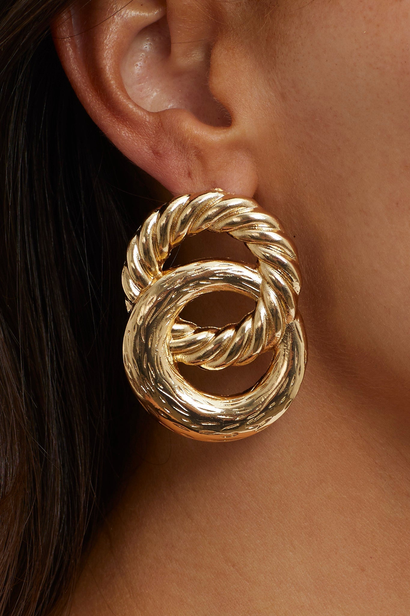 Boucles d'oreilles Myrah Large Double Cercle Or