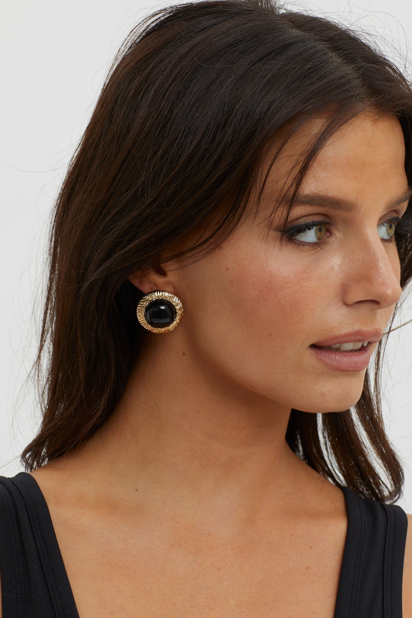 Boucles d'oreilles en dôme or brumeux noir