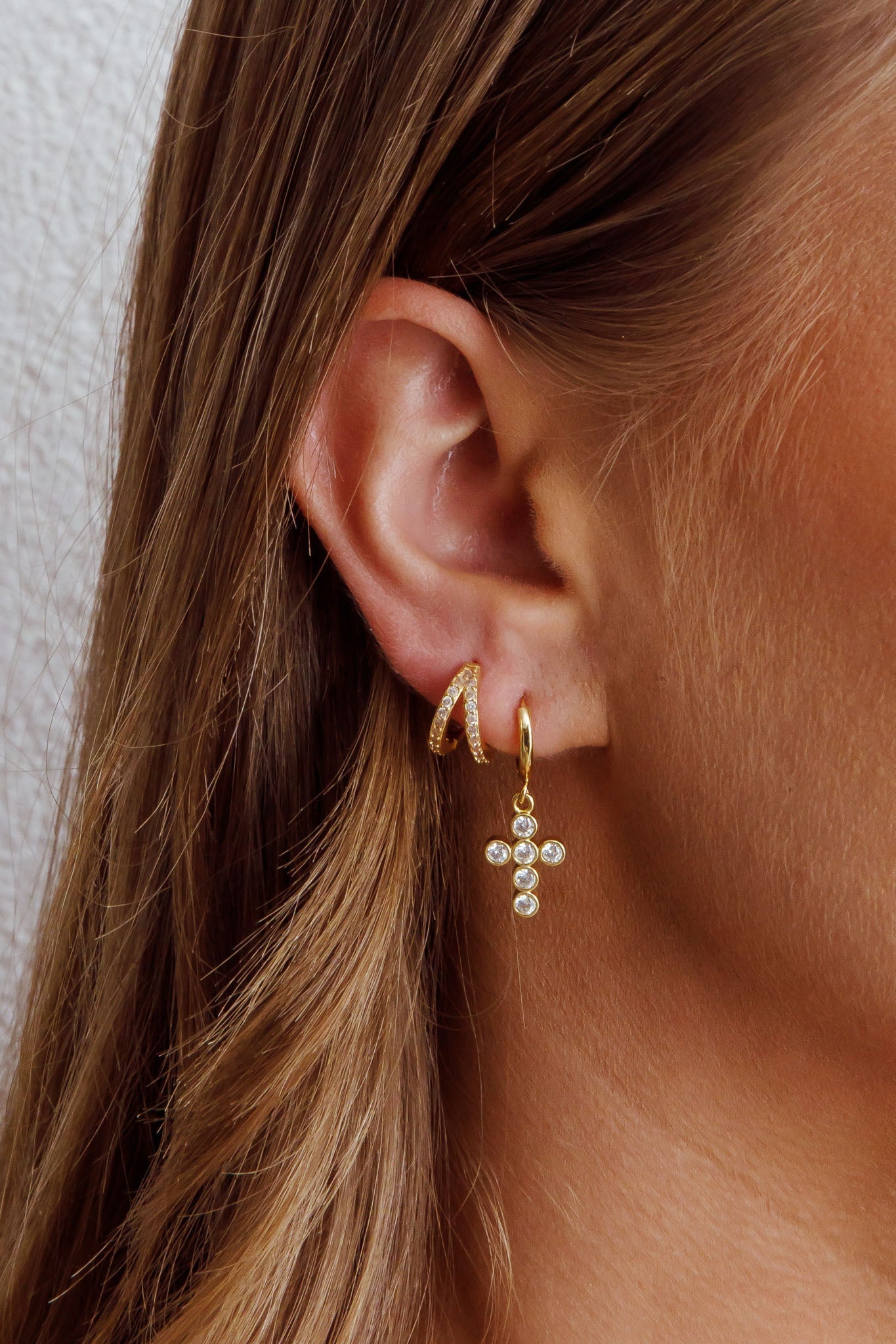 Boucles d'oreilles créoles Santiago Drop Diamante Or