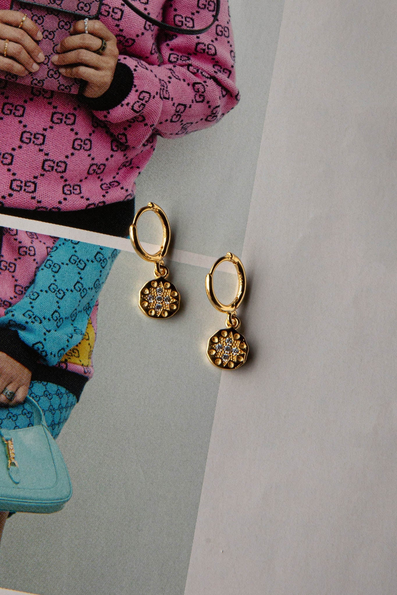 Boucles d'oreilles créoles Diamante en goutte d'or
