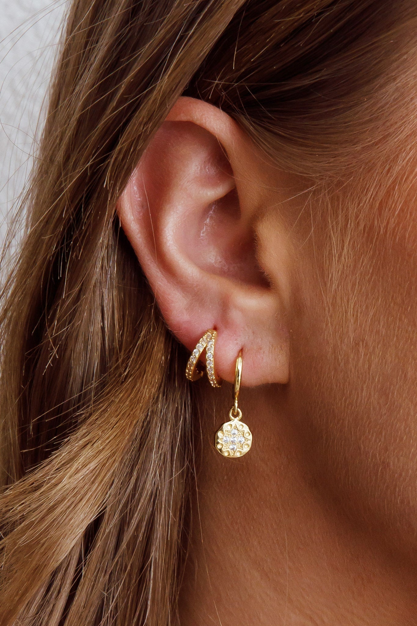 Boucles d'oreilles créoles Diamante en goutte d'or