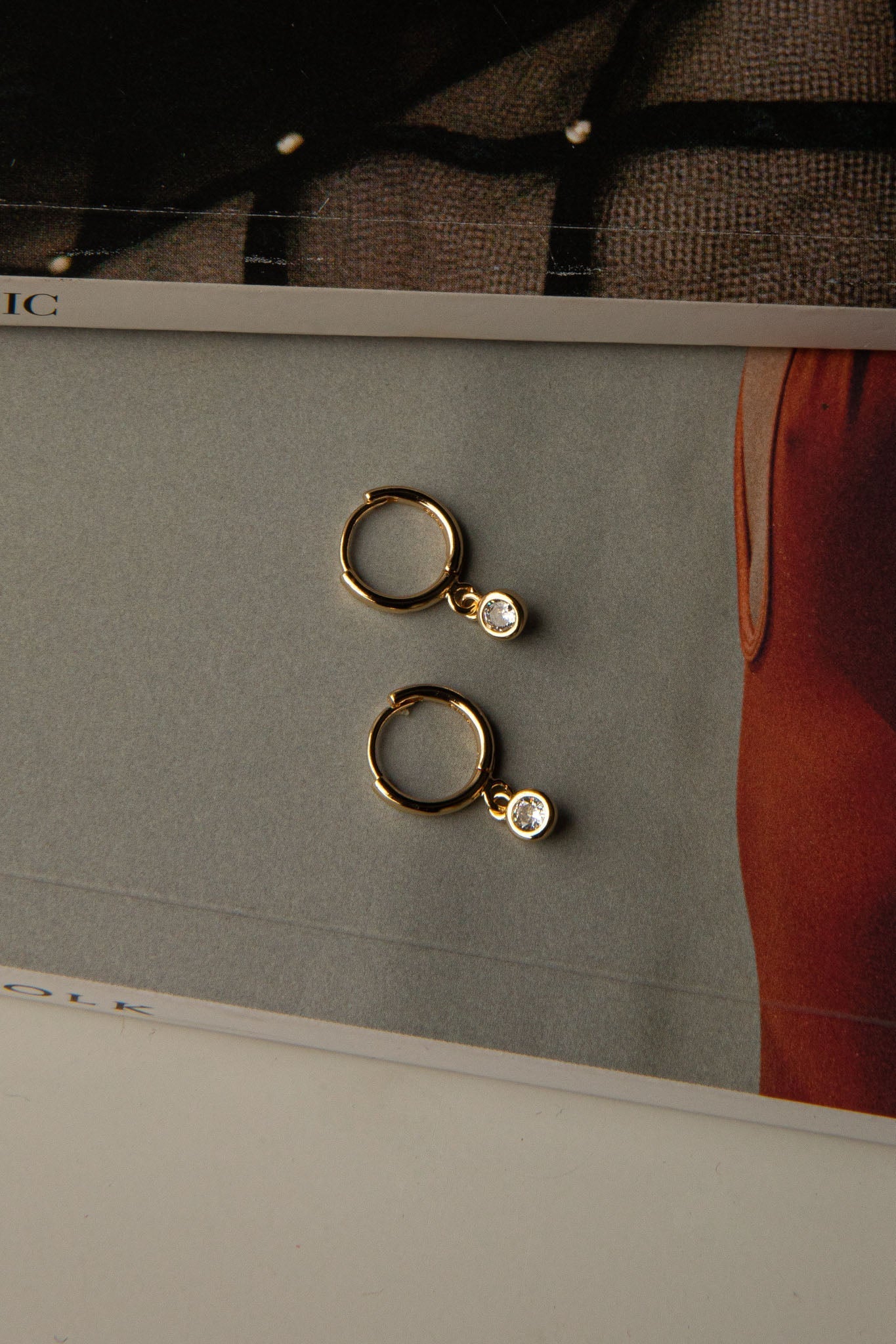 Boucles d'oreilles créoles Diamante Drop Or