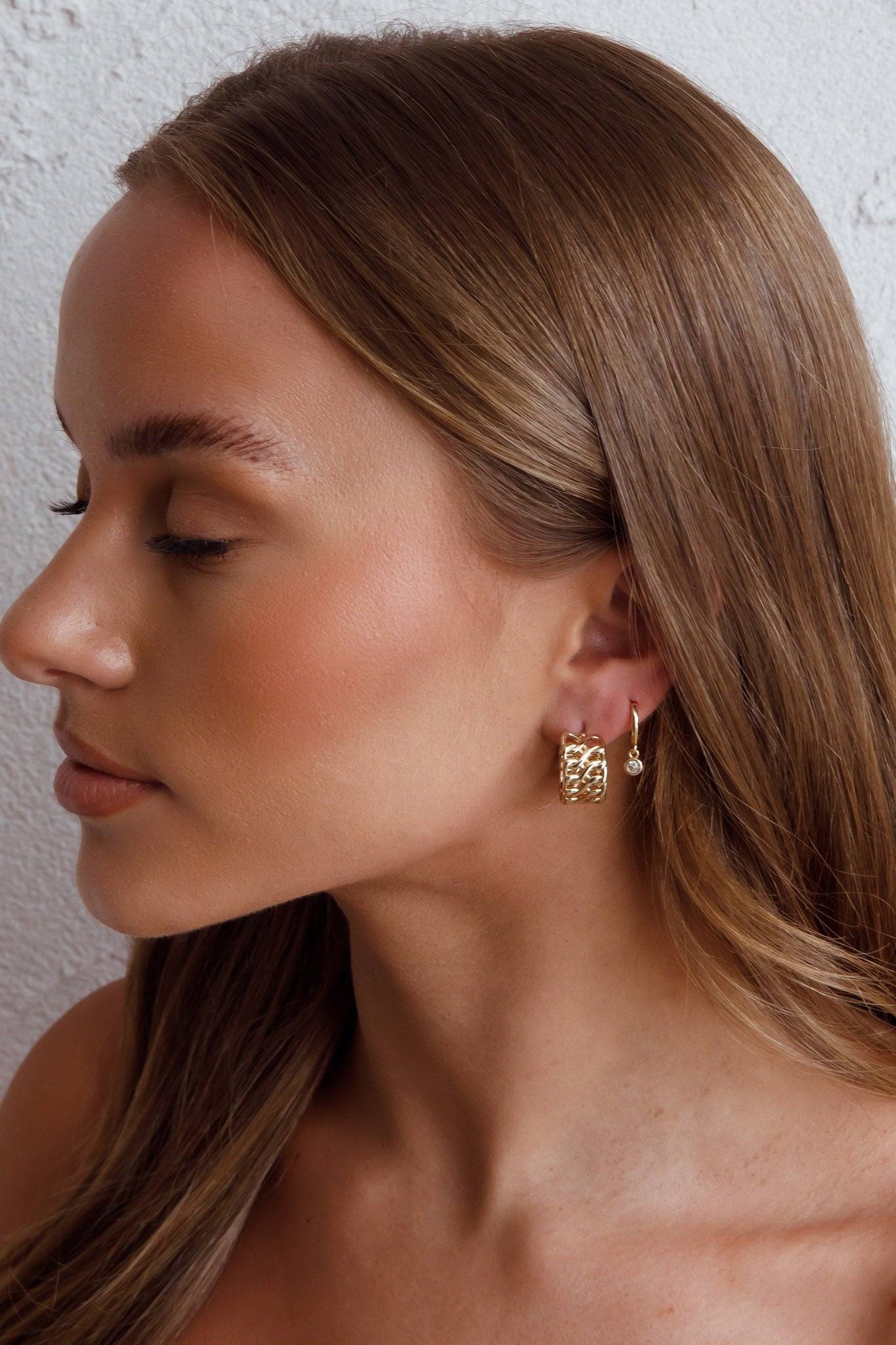 Boucles d'oreilles créoles Diamante Drop Or