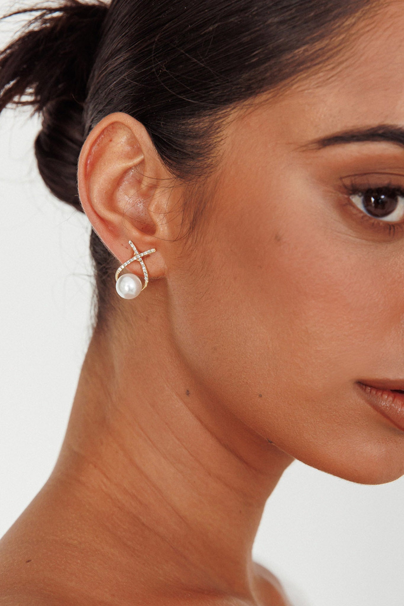 Boucles d'oreilles Aliyah Diamante X Perle Or