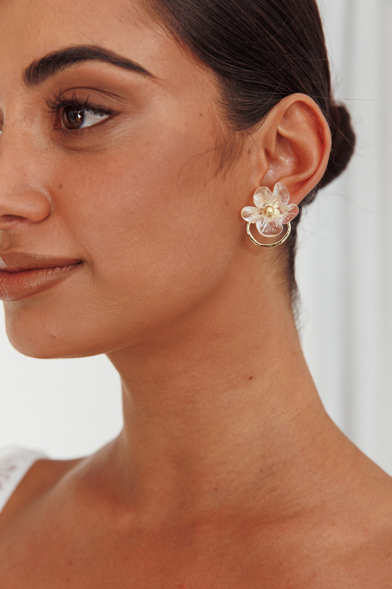Boucles d'oreilles Andrea Clear Flower Or
