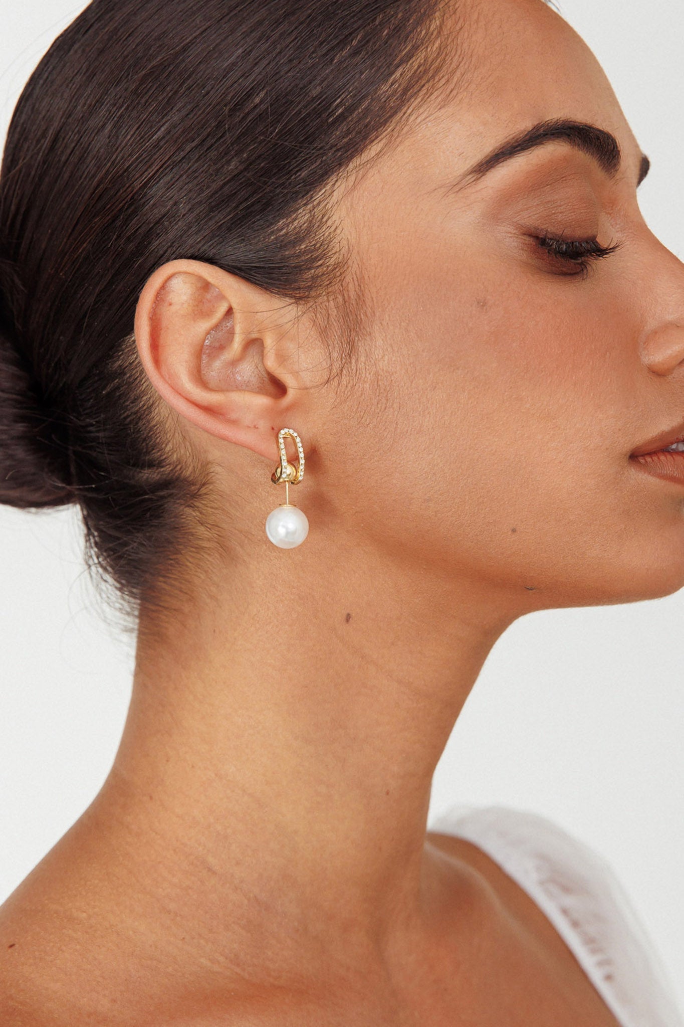Boucles d'oreilles Maia Pearl Diamante Or
