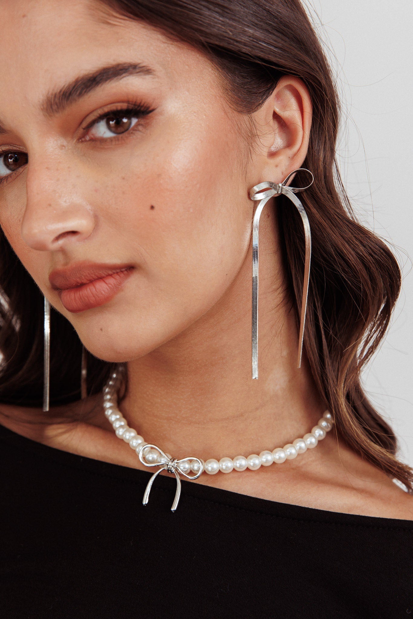 Boucles d'oreilles en argent avec nœud en chevron Macy