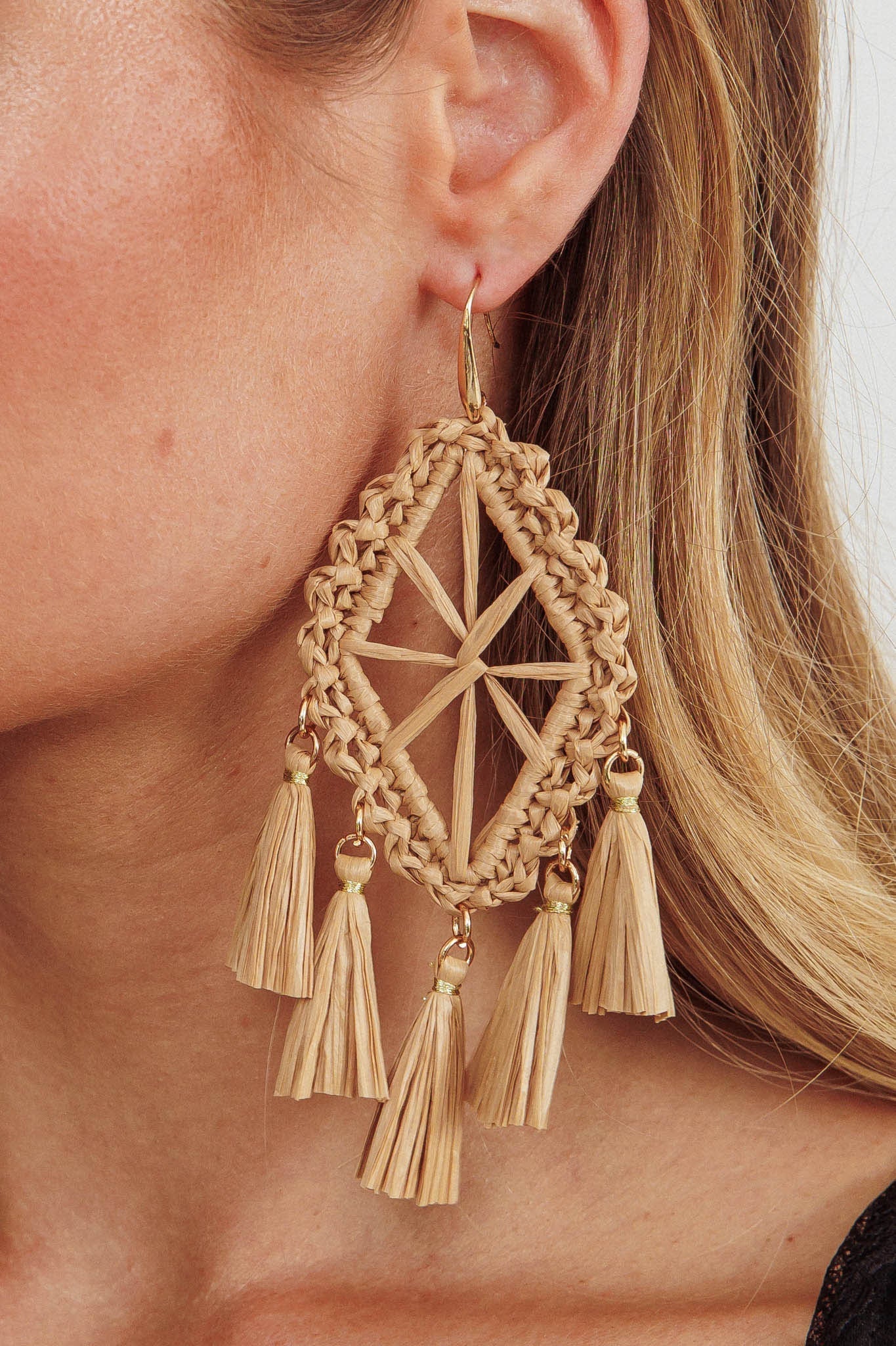 Boucles d'oreilles à franges tissées Immense Marron