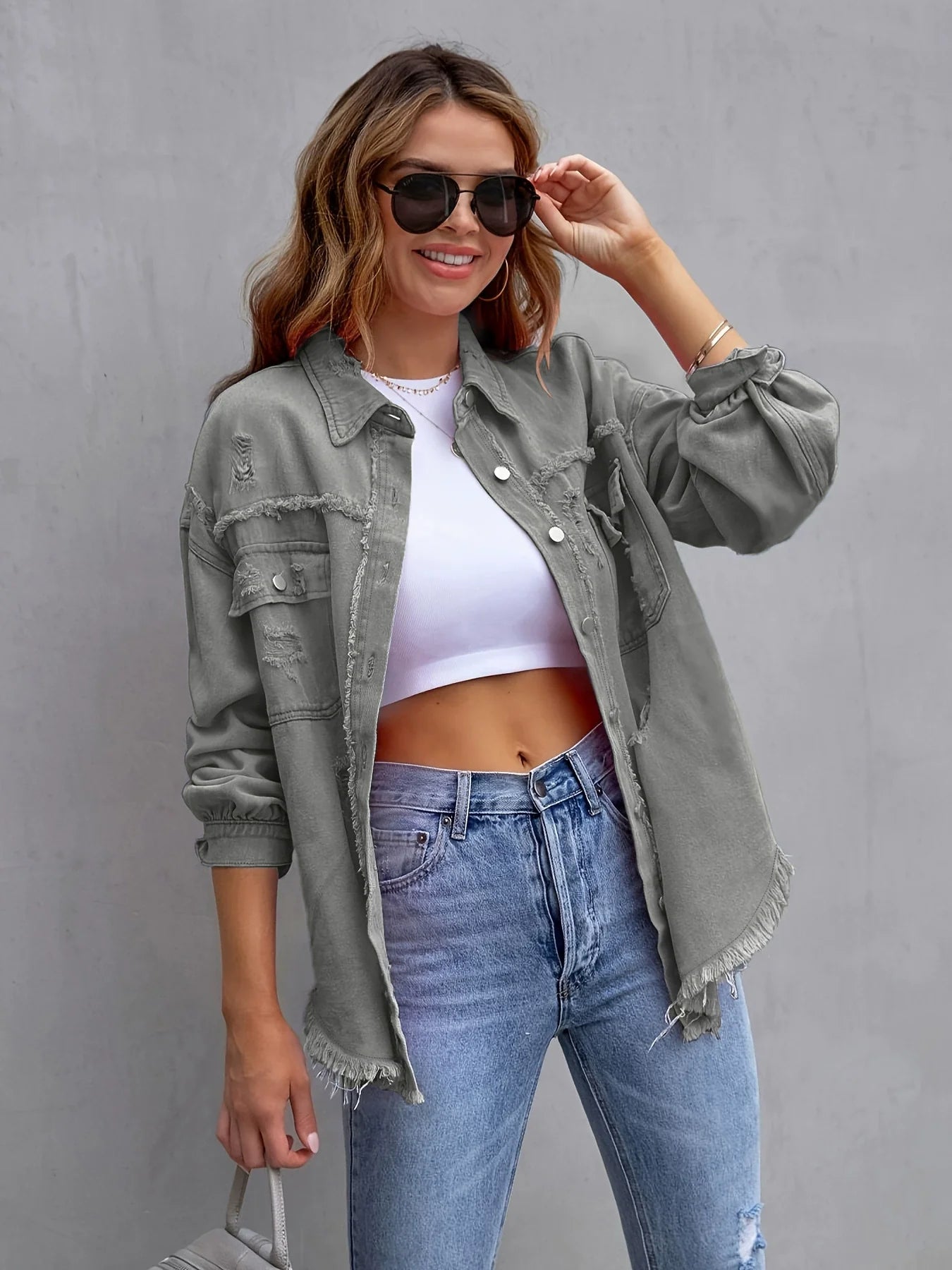 Laurine | Veste en Jean Déchirée et Ample