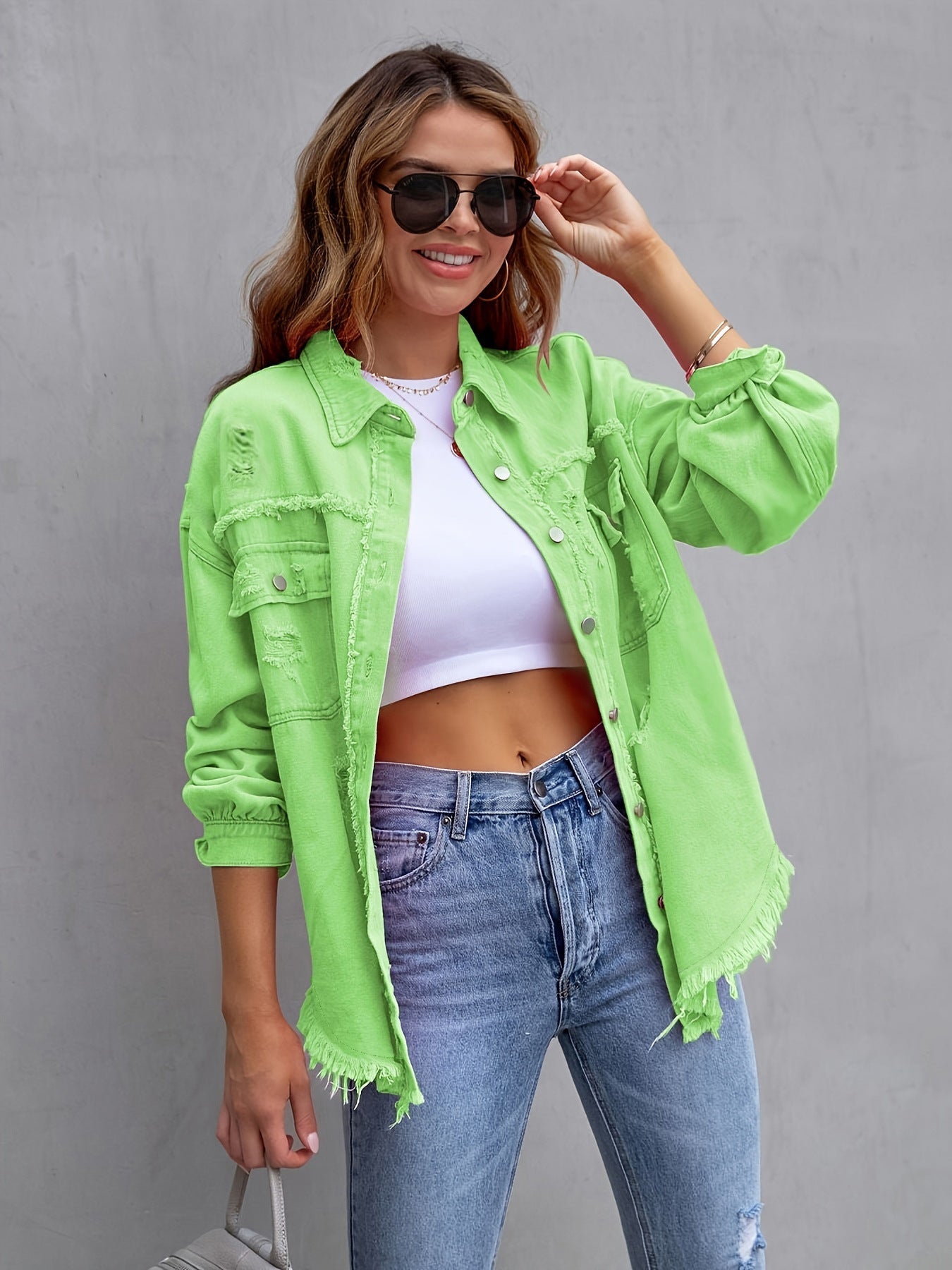 Laurine | Veste en Jean Déchirée et Ample
