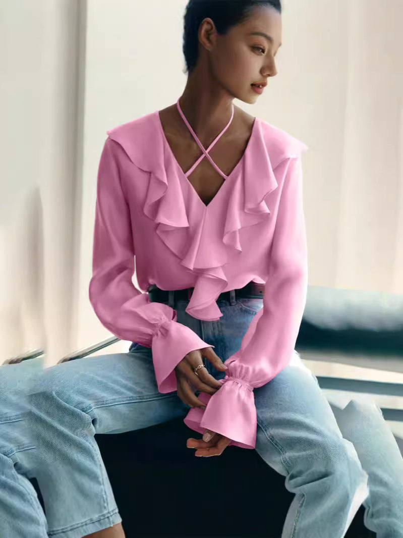Élisa | Blouse à Volants et Manches Bouffantes