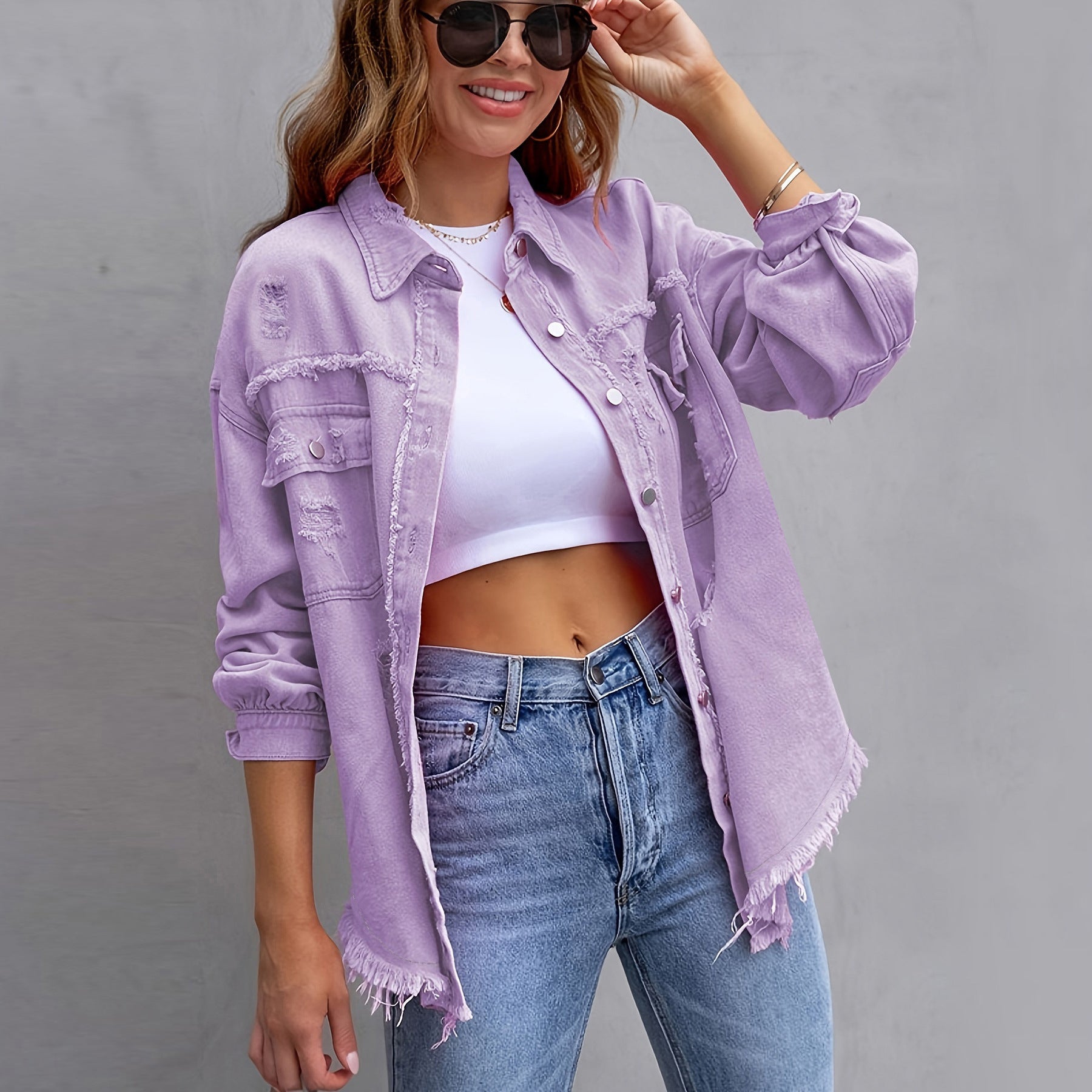 Laurine | Veste en Jean Déchirée et Ample