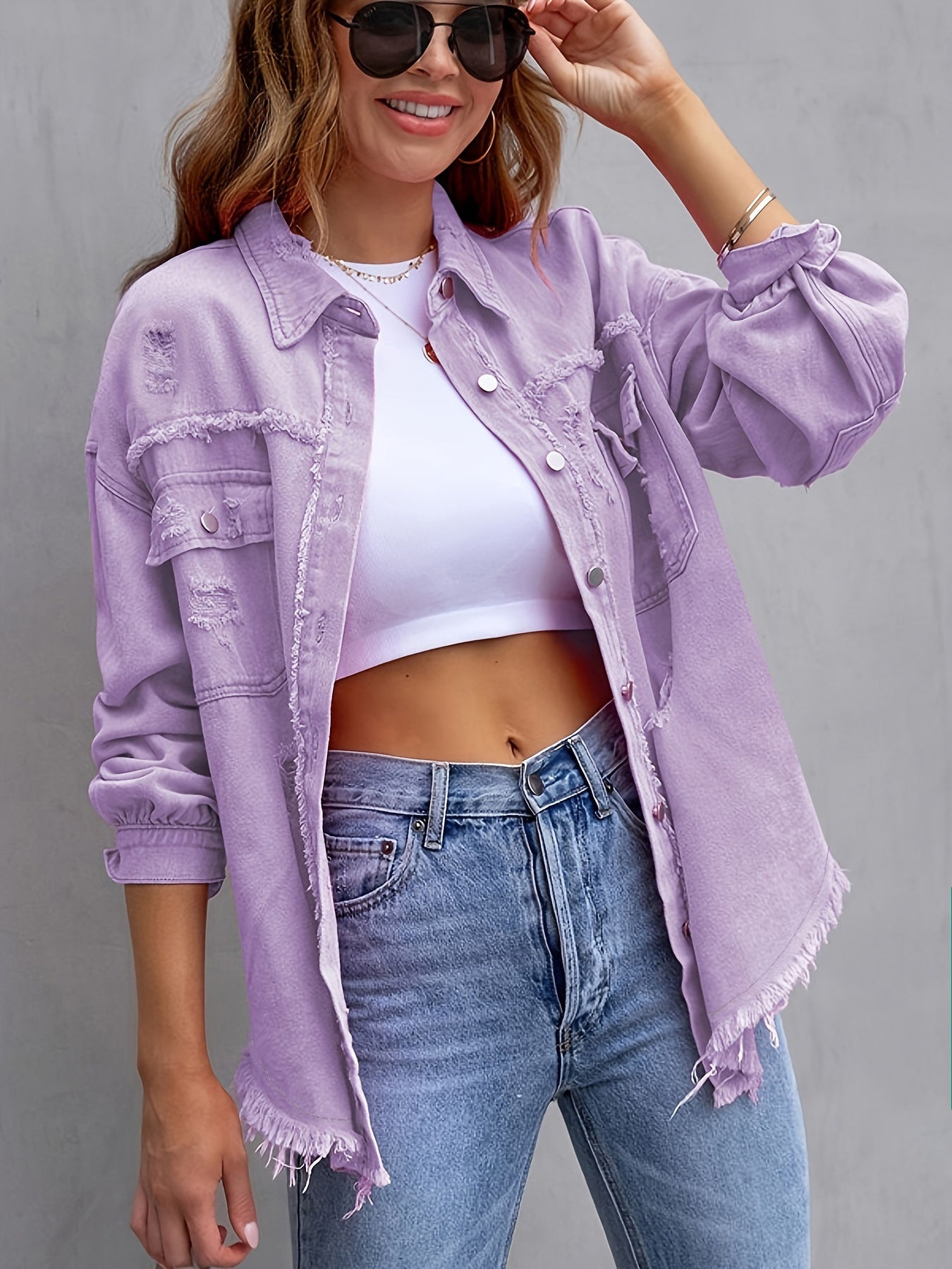 Laurine | Veste en Jean Déchirée et Ample