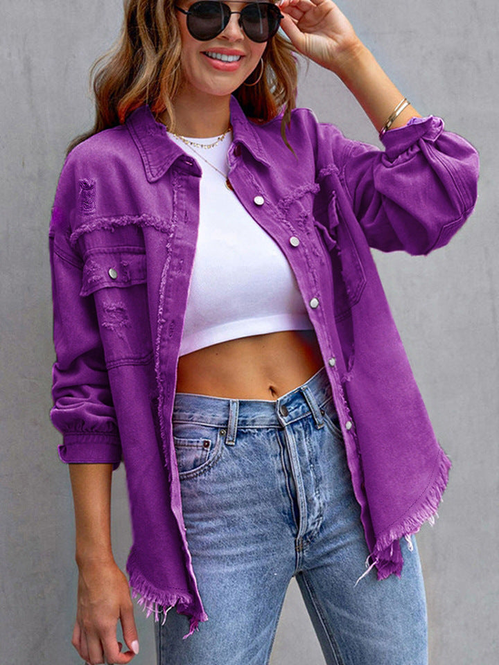 Laurine | Veste en Jean Déchirée et Ample