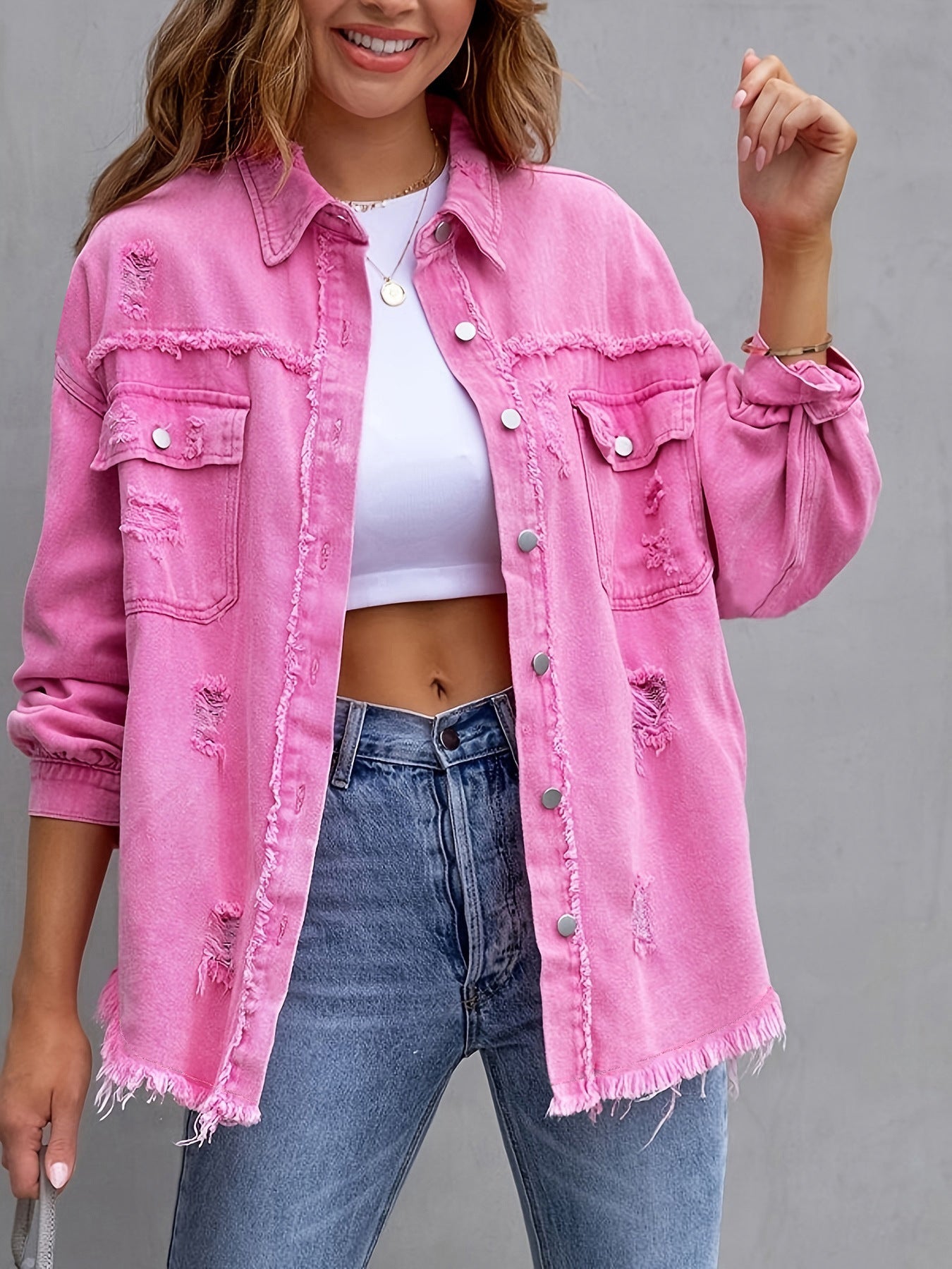 Laurine | Veste en Jean Déchirée et Ample