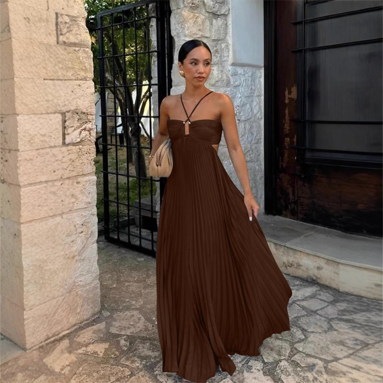 Milena | Robe Plissée & Éclat Céleste