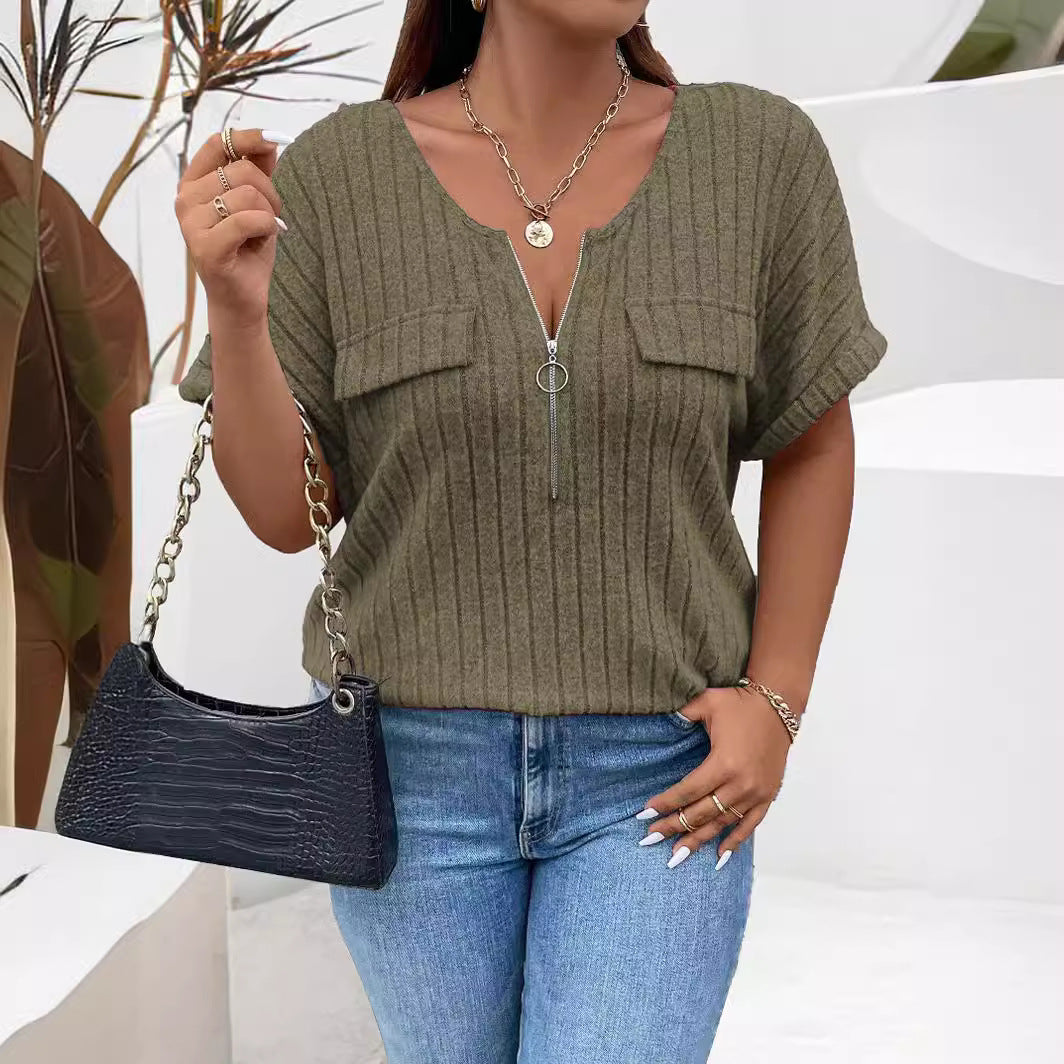 Nova™ | Pull Élégant à Col V Zippé
