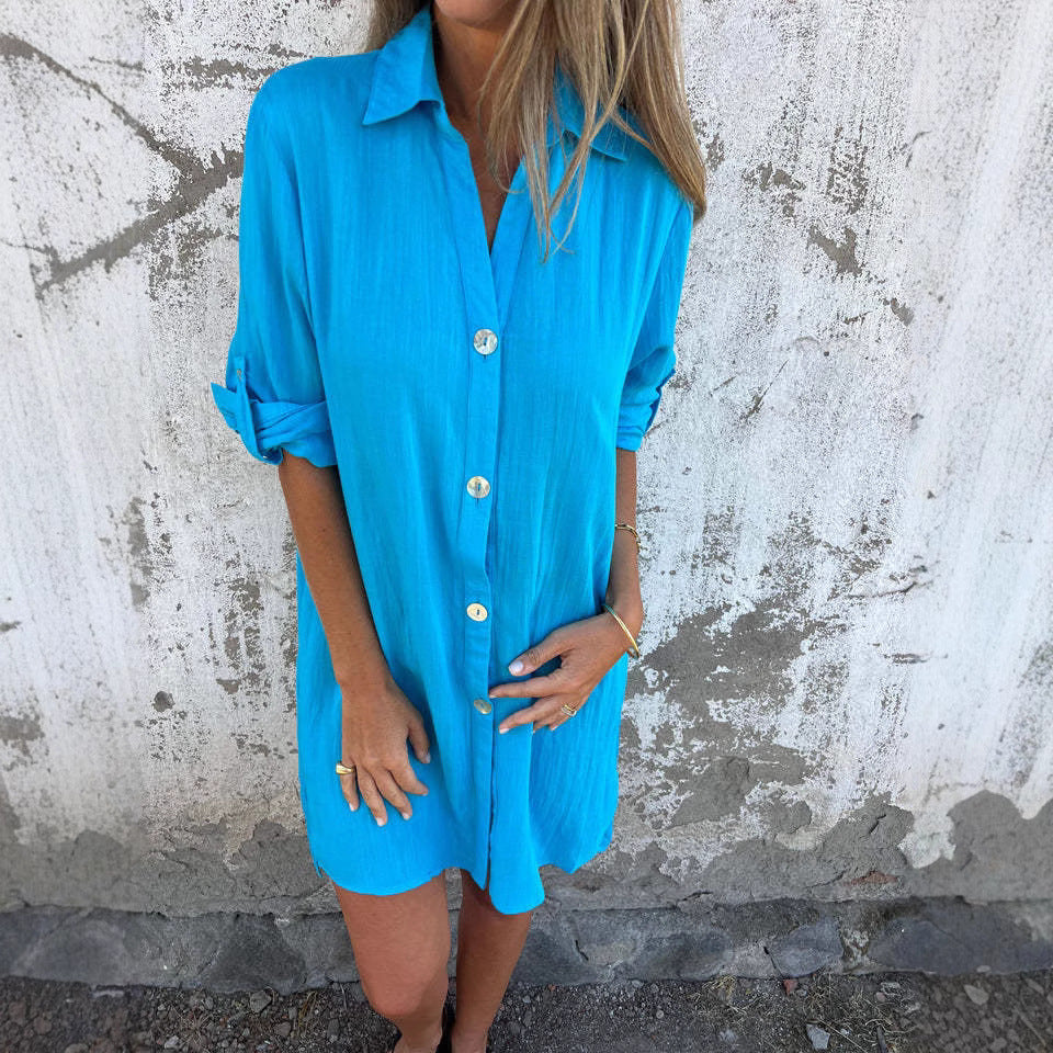 Camille | Robe Chemise Décontractée à Manches Courtes
