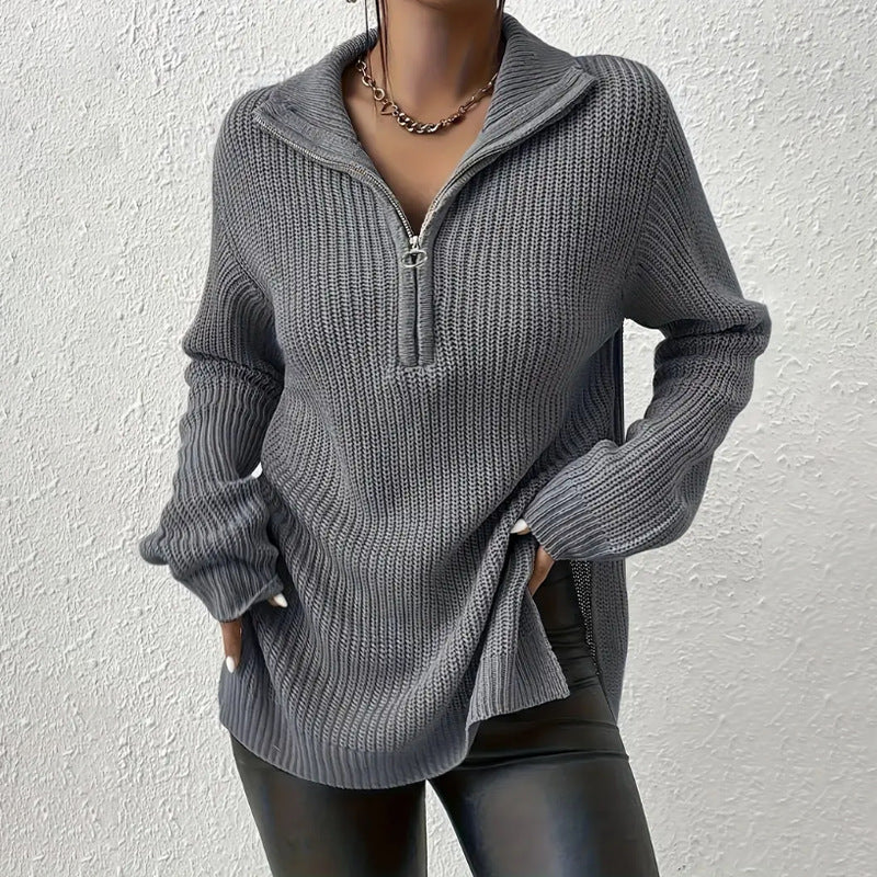 Luna™ | Pull Élégant à Col V avec Fermeture Zippée