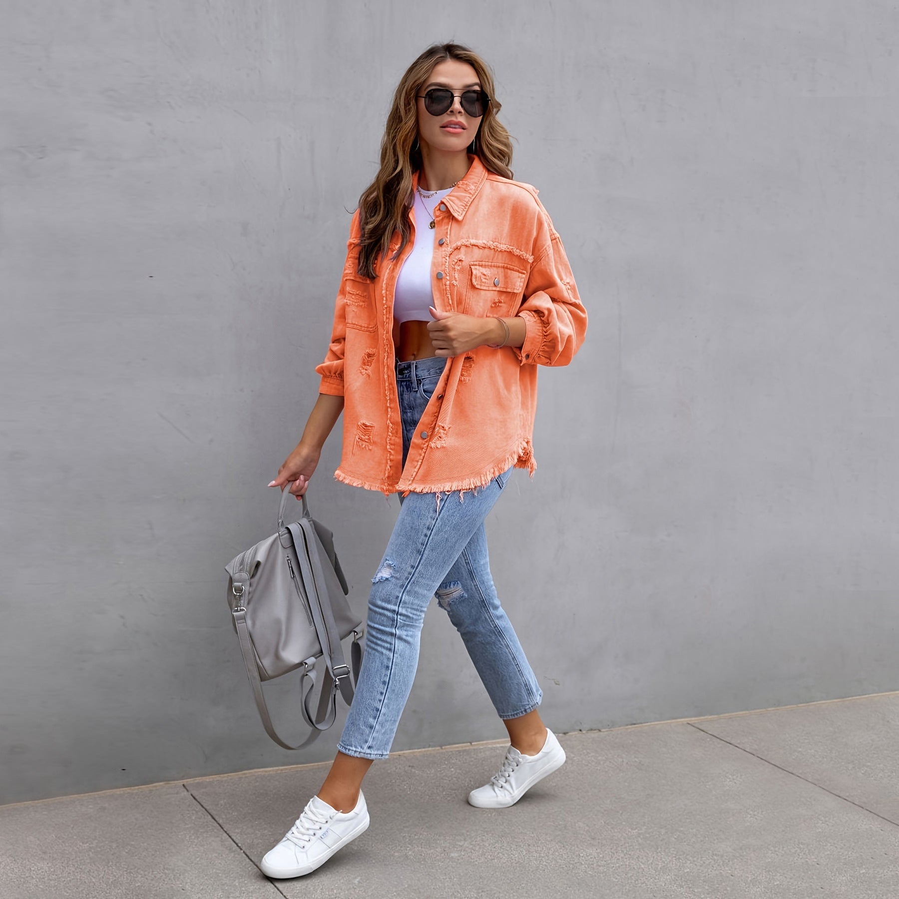 Laurine | Veste en Jean Déchirée et Ample