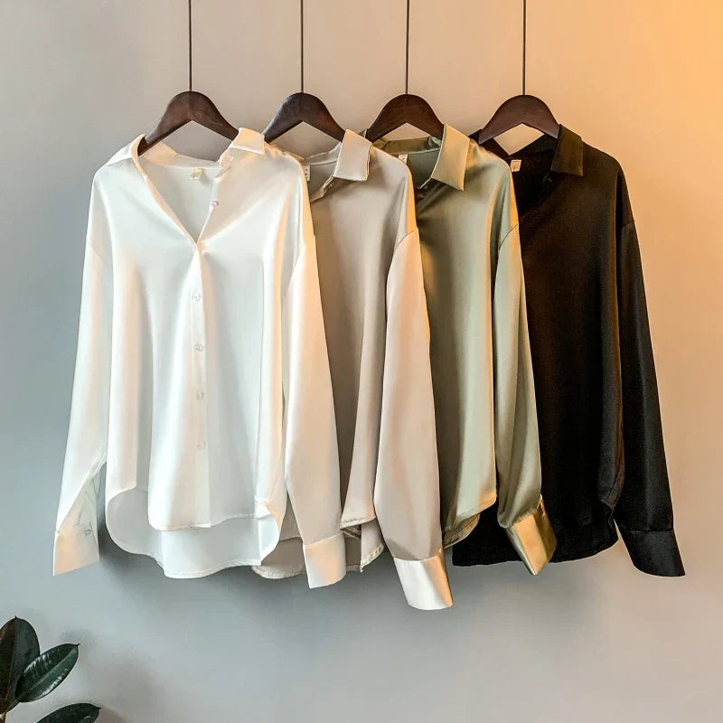 Elisa™ | Blouse Satinée à Boutons