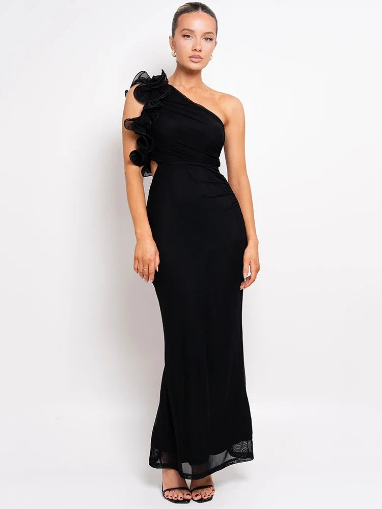Léane | Robe Asymétrique Fleurie & Allure Sculptante