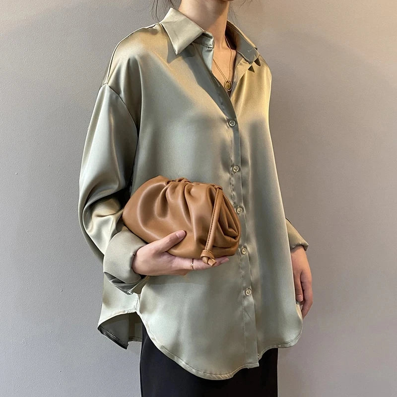 Elisa™ | Blouse Satinée à Boutons
