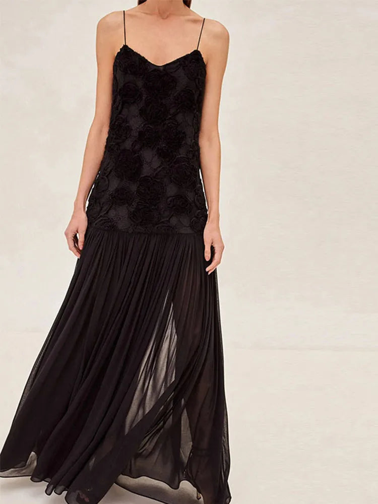 Léna | Robe Noire & Élégance Florale
