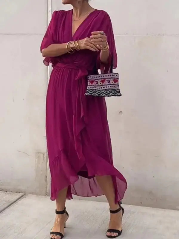 Aveline | Robe Élégante en Chiffon à Col V