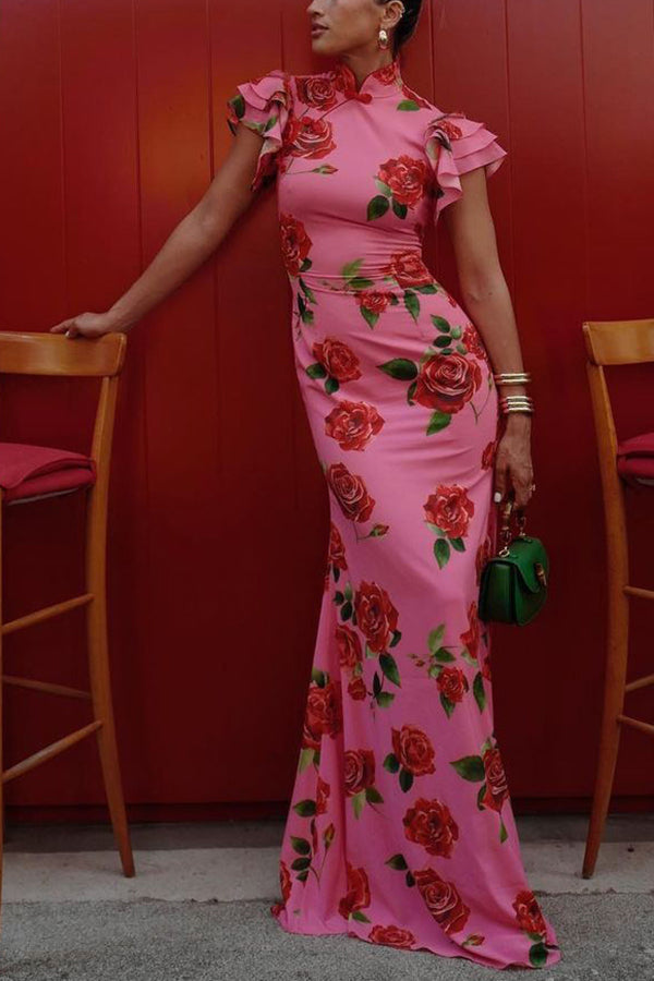 Meilin | Robe Maxi Fleurie Style Cheongsam
