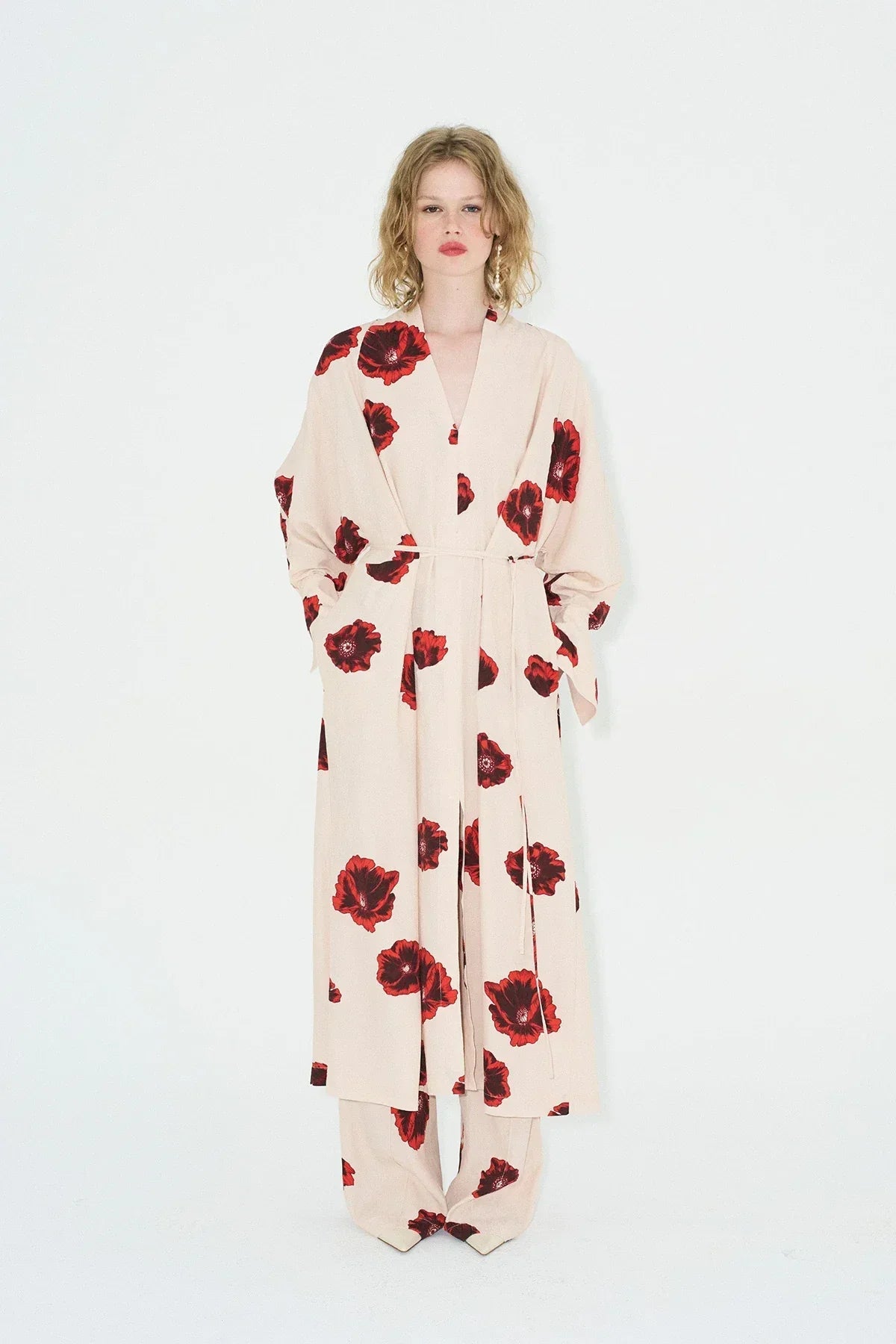 Château Luxe Paris™ | Robe Sahara Print Kimono Coquelicot