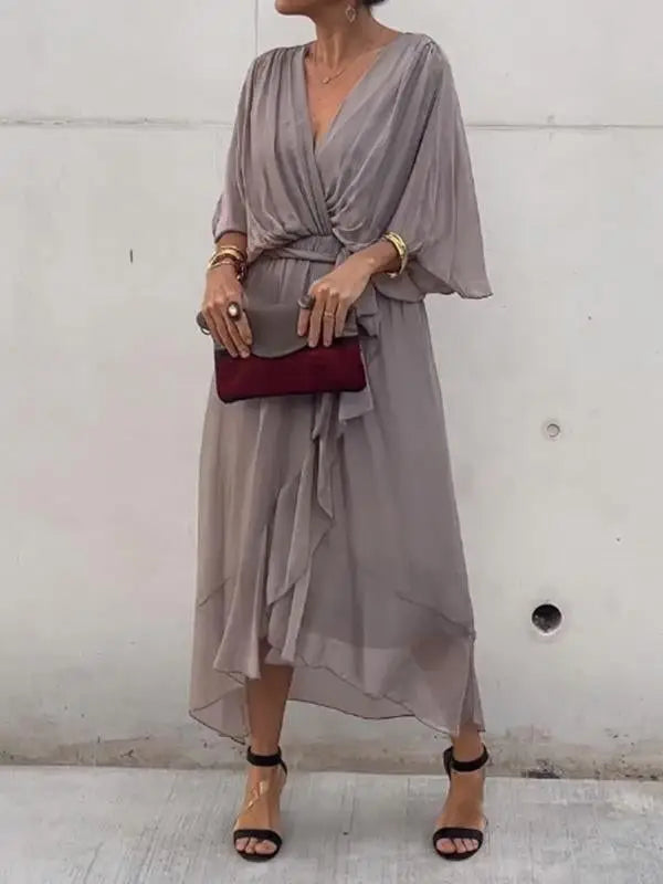 Aveline | Robe Élégante en Chiffon à Col V