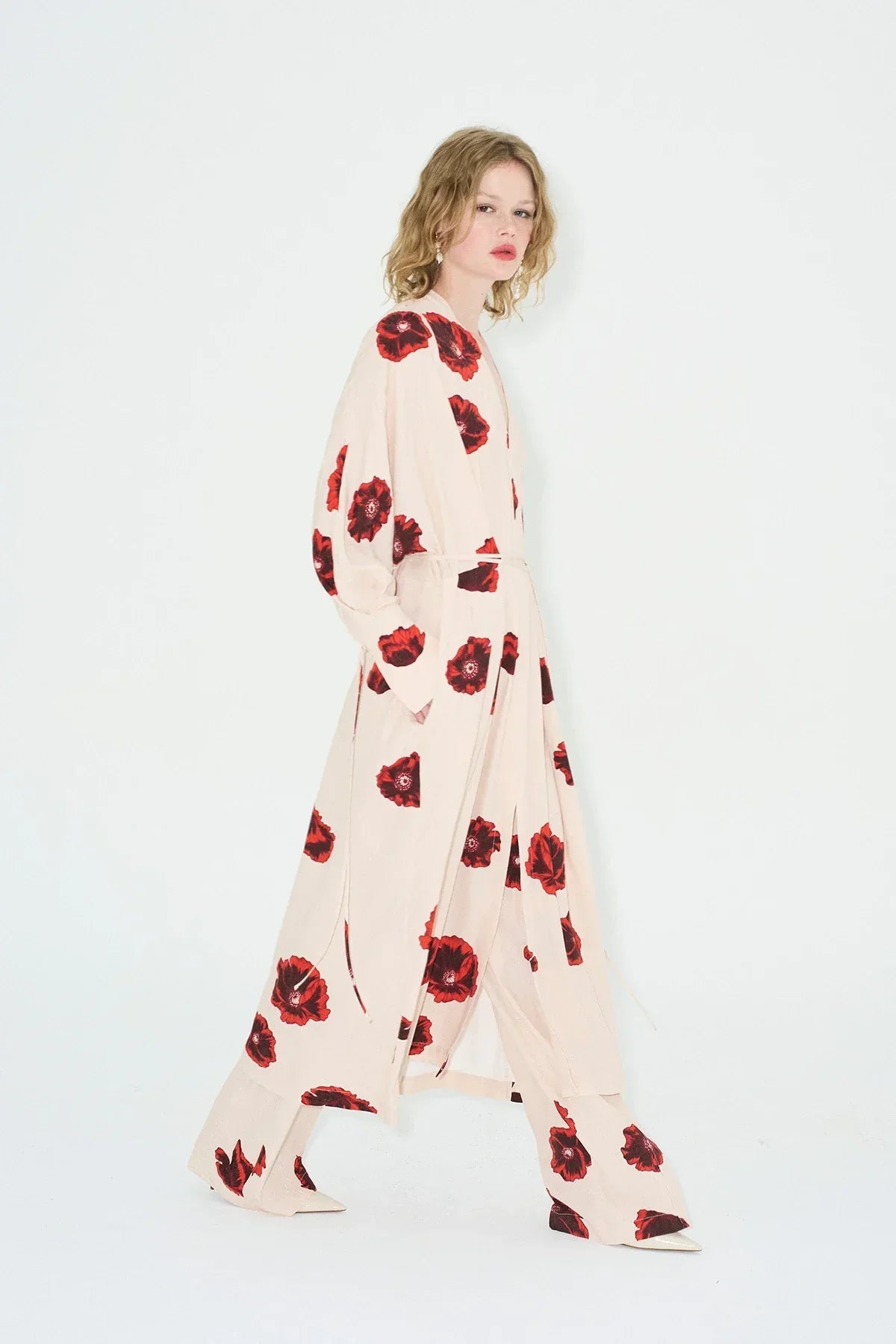 Château Luxe Paris™ | Robe Sahara Print Kimono Coquelicot