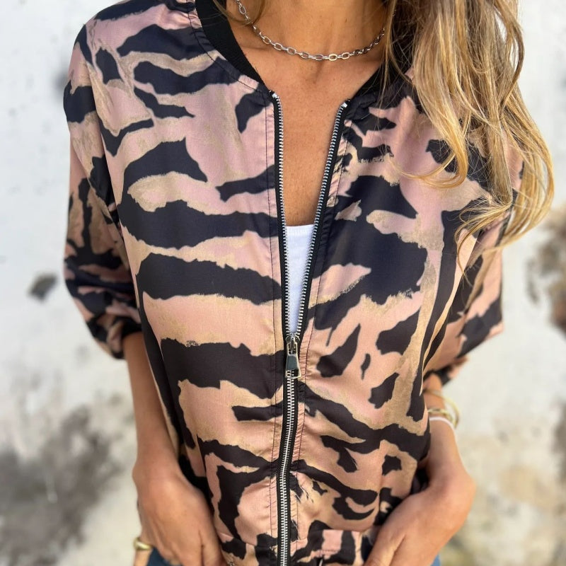 Salomé | Blouson Zippé Imprimé Zèbre