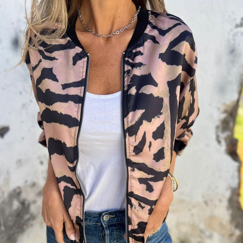Salomé | Blouson Zippé Imprimé Zèbre