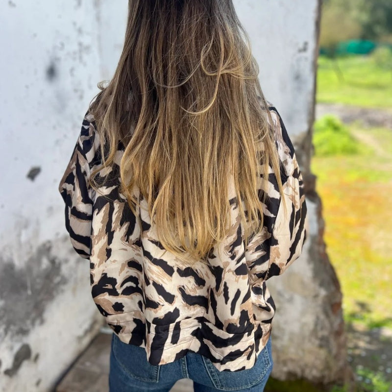 Salomé | Blouson Zippé Imprimé Zèbre