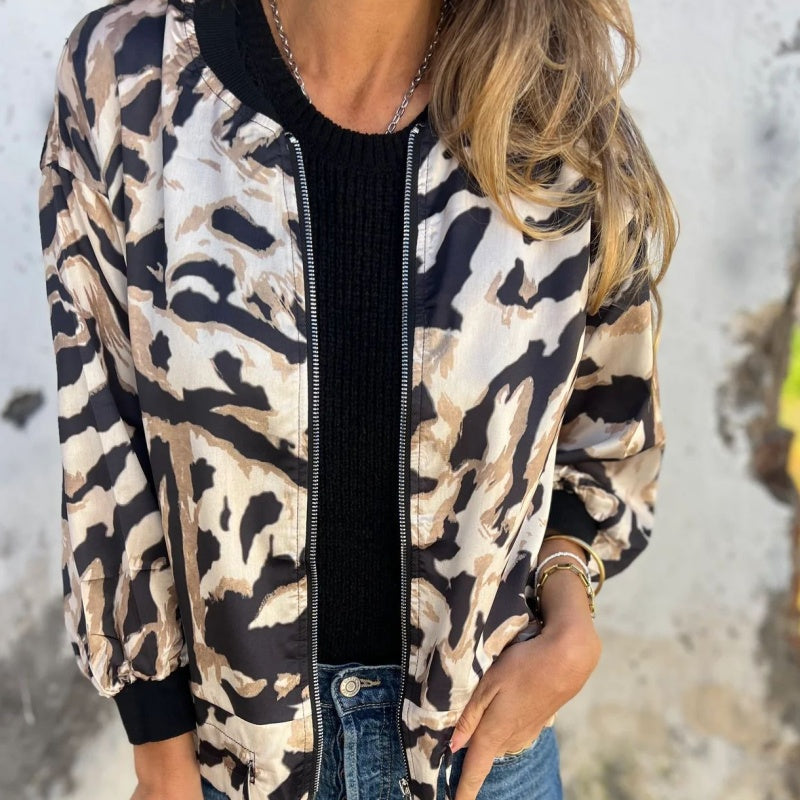 Salomé | Blouson Zippé Imprimé Zèbre