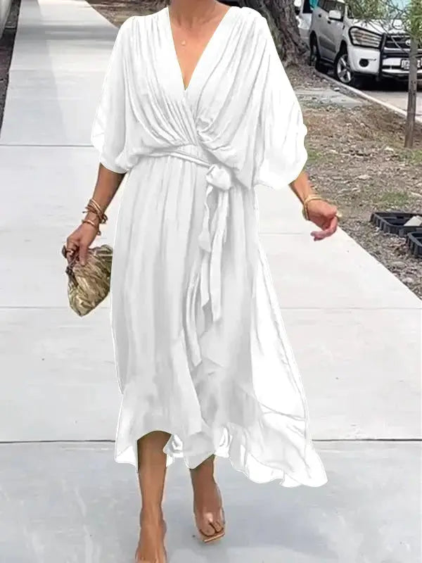 Aveline | Robe Élégante en Chiffon à Col V